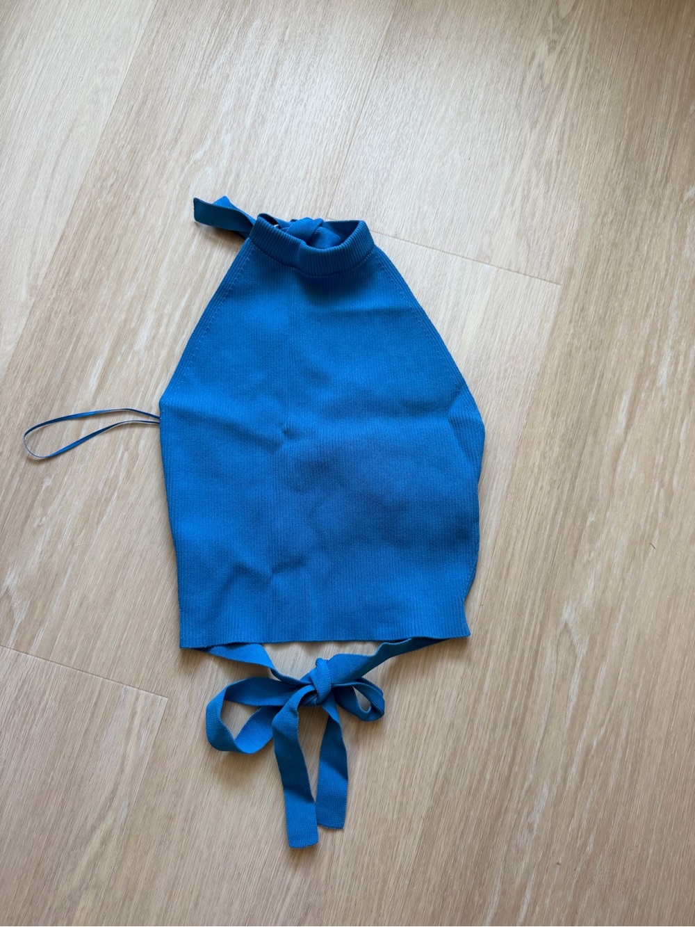 Zara Blue Halter Crop Top with Back Tie